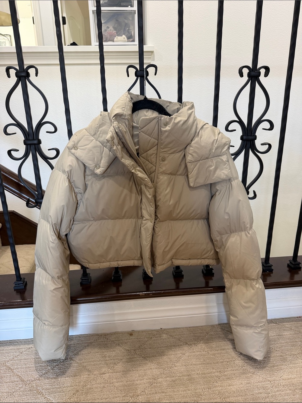 lululemon athletica Neutral Beige Cropped Puffer Jacket